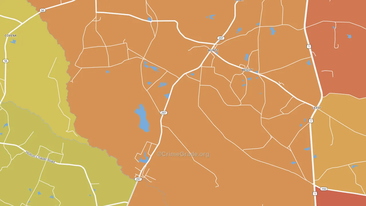Nunez, GA Map of Theft Rates