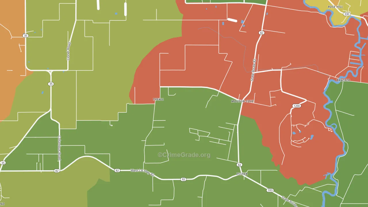 Nunez, LA Map of Theft Rates