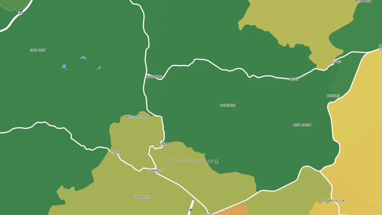 Nunnelly, TN Map of Theft Rates