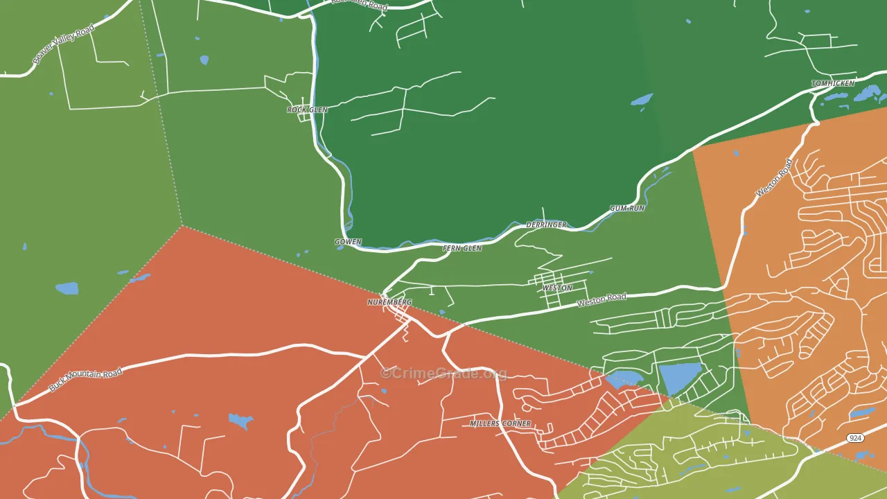 Nuremberg, PA Map of Theft Rates