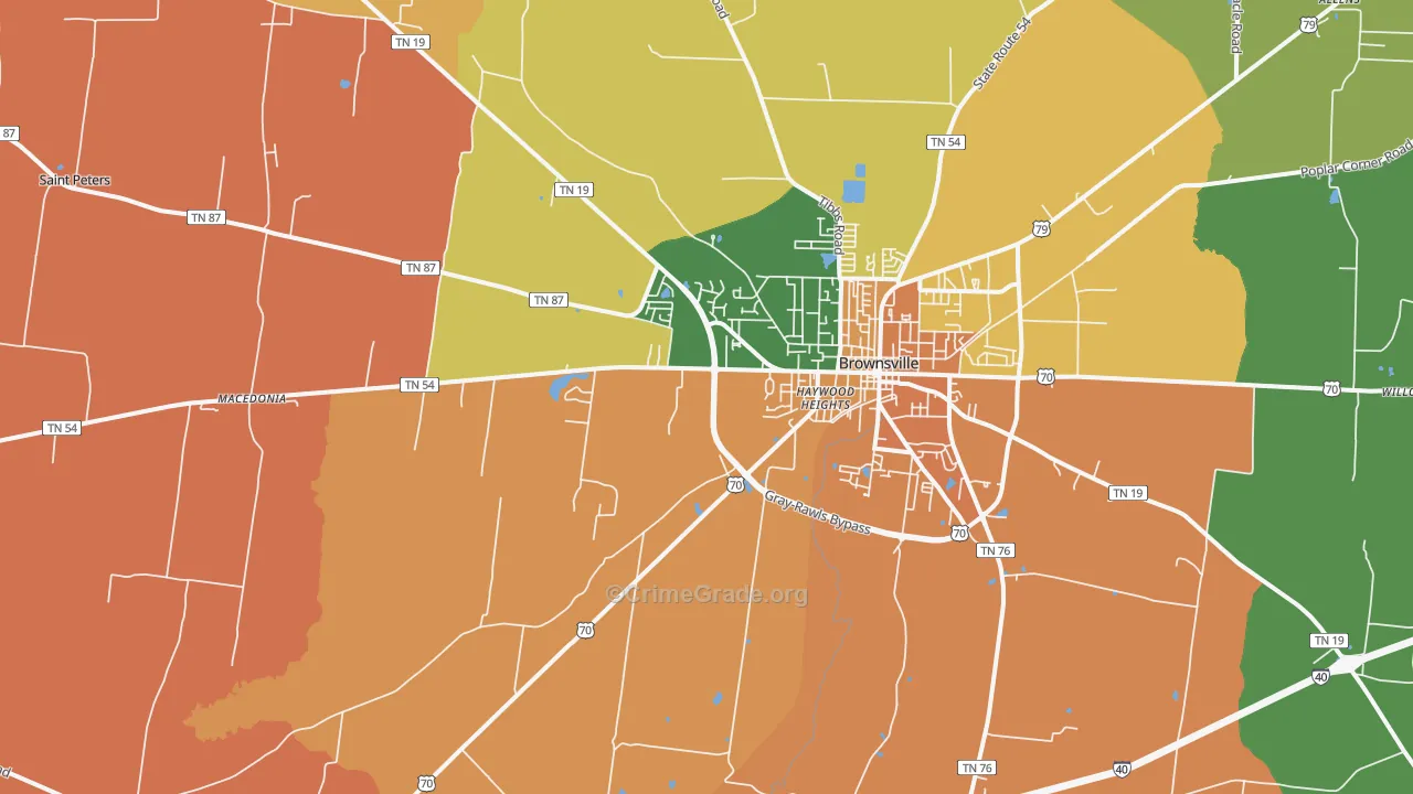 Nutbush, TN Map of Theft Rates