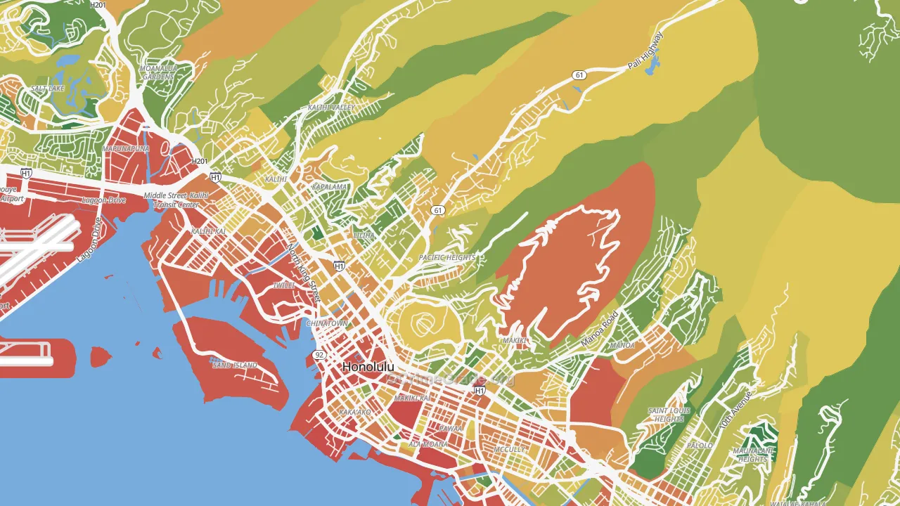 Nuuanu-Punchbowl, Honolulu, HI Map of Theft Rates