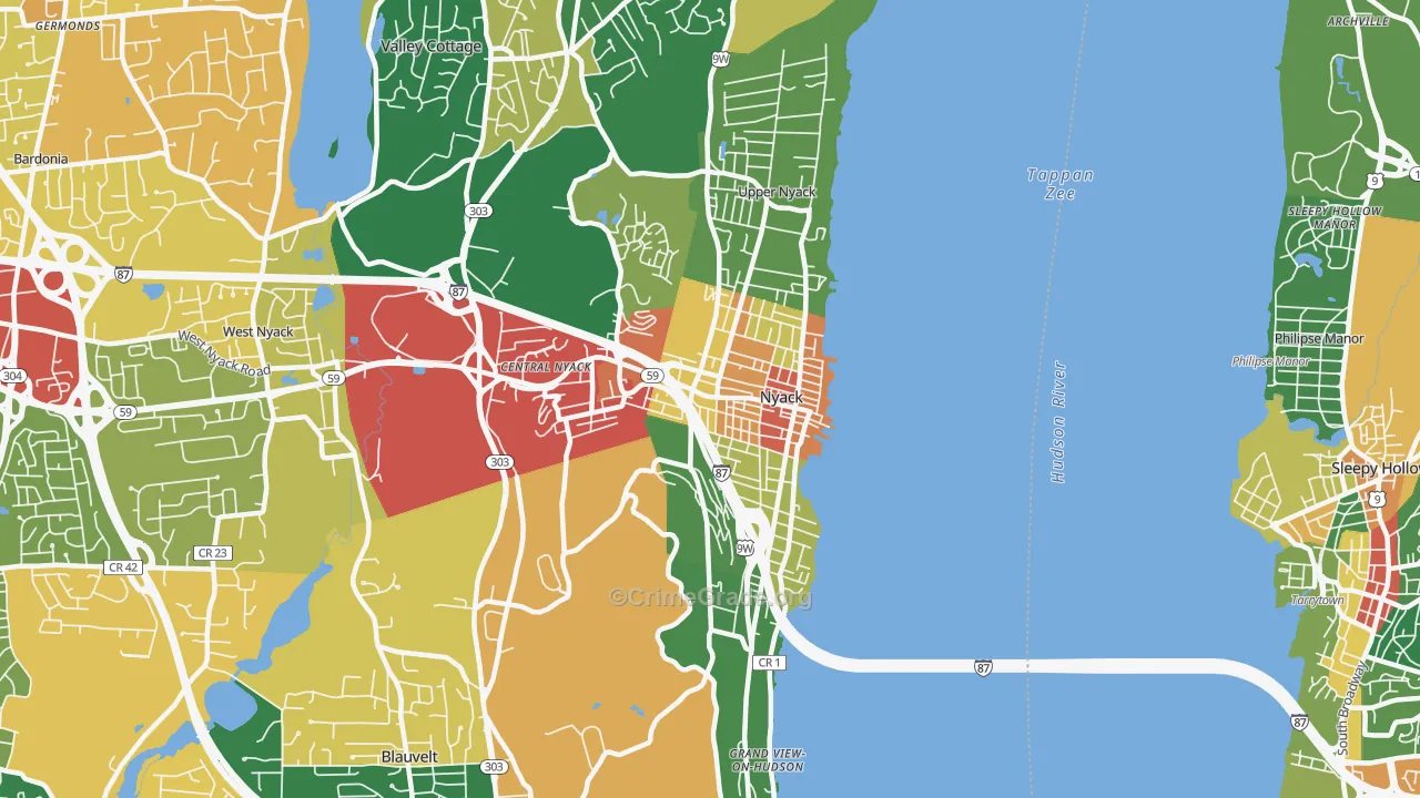 Nyack, NY Map of Theft Rates