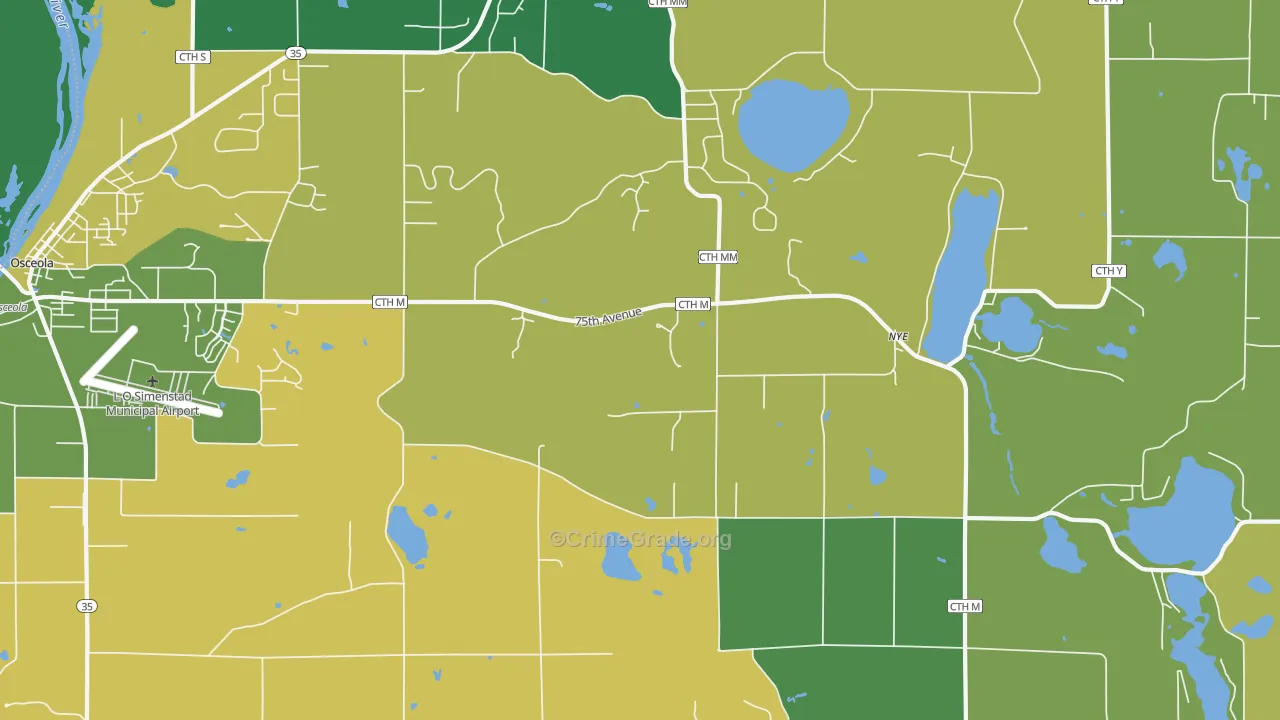Nye, WI Map of Theft Rates
