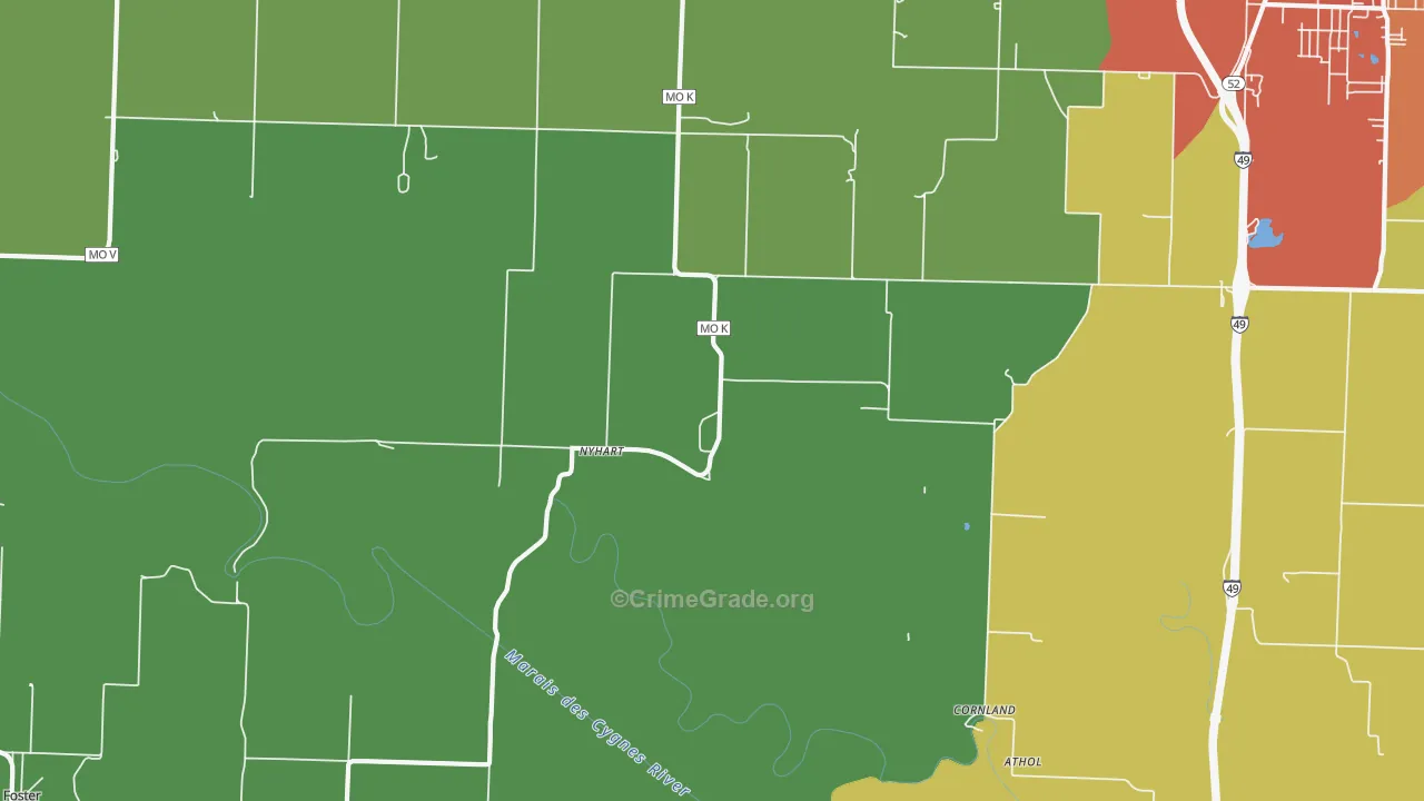 Nyhart, MO Map of Theft Rates
