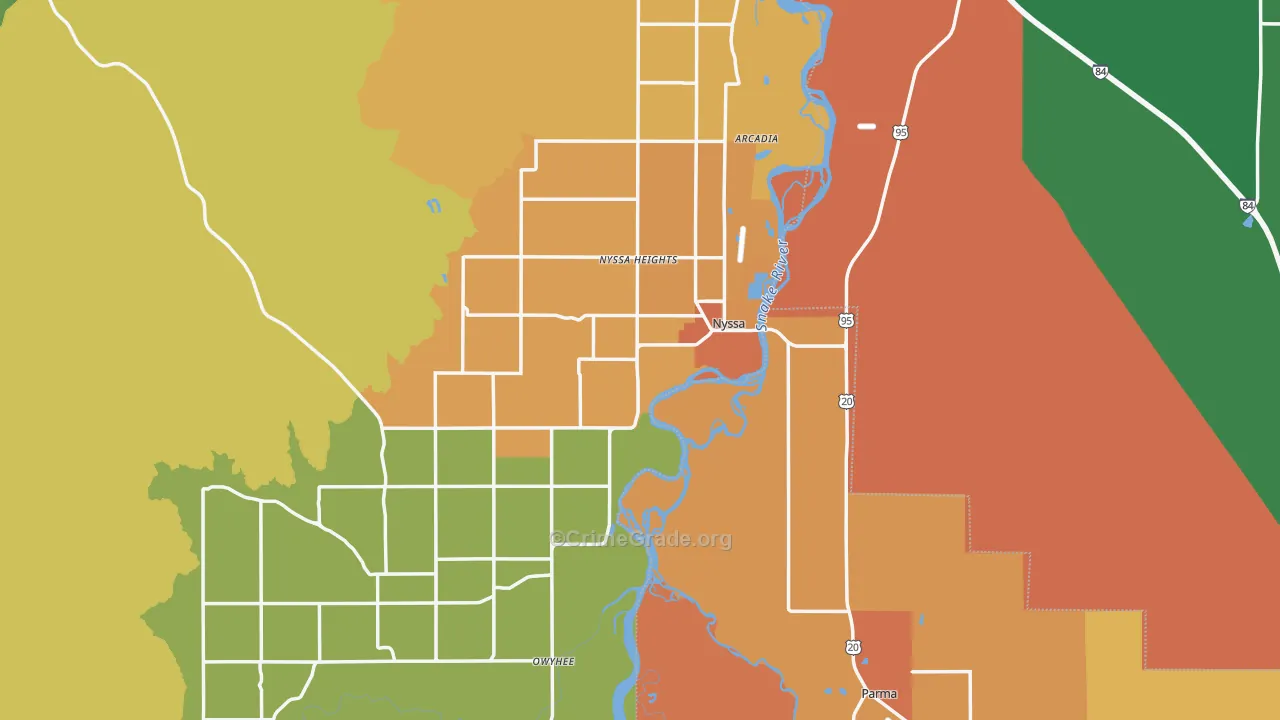 Nyssa, OR Map of Theft Rates