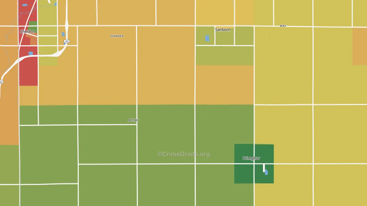O'Brien County, IA Map of Theft Rates