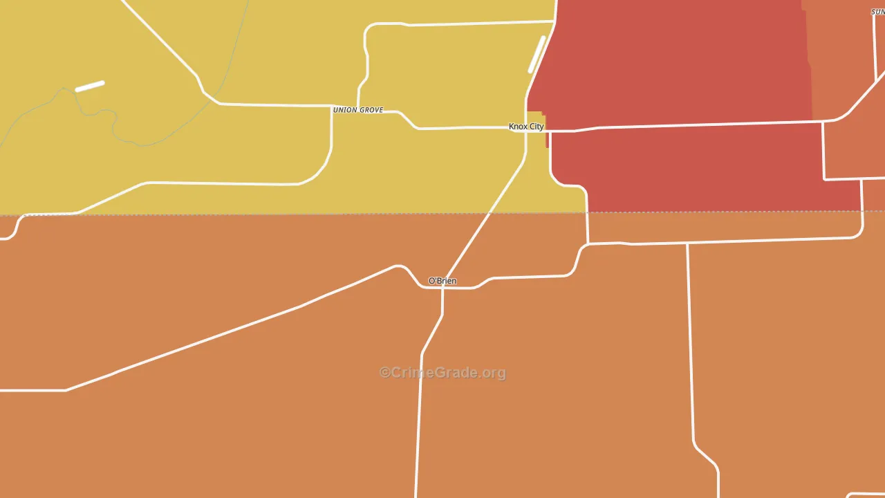 O'Brien, TX Map of Theft Rates
