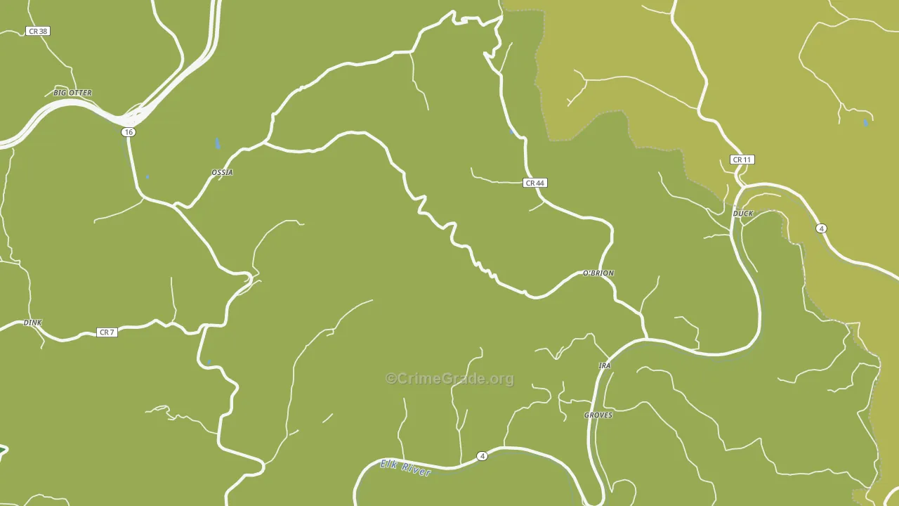 O'Brion, WV Map of Theft Rates