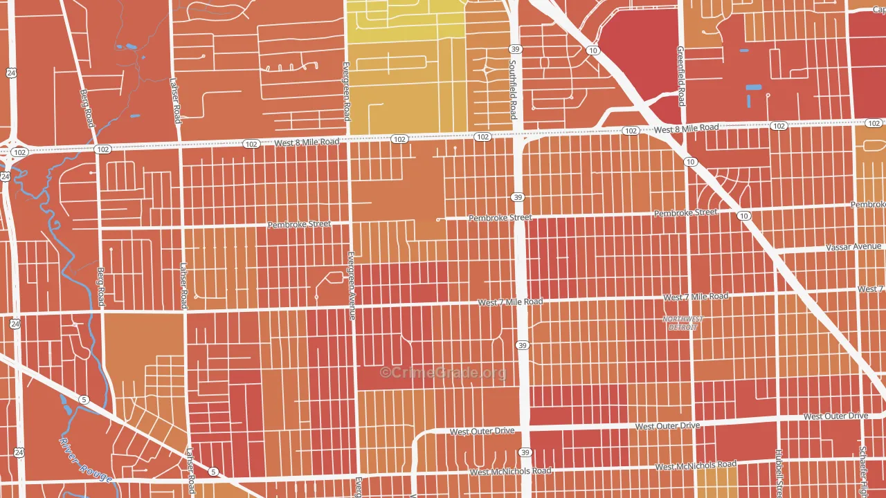 O Hair Park, Detroit, MI Map of Theft Rates