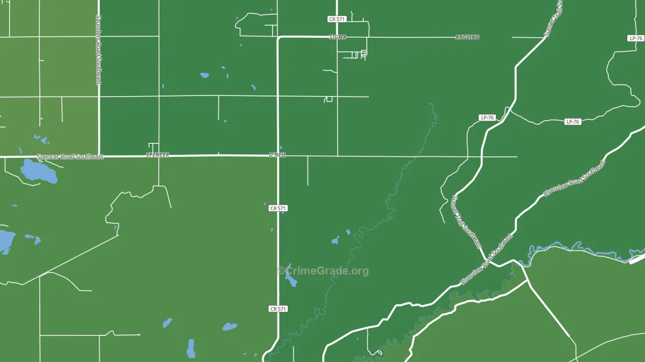 O'neil, MI Map of Theft Rates