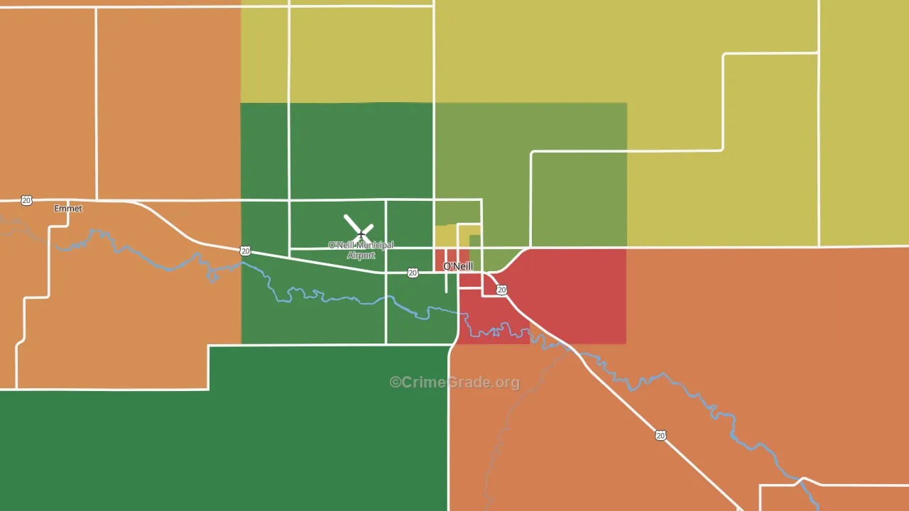 O'Neill, NE Map of Theft Rates