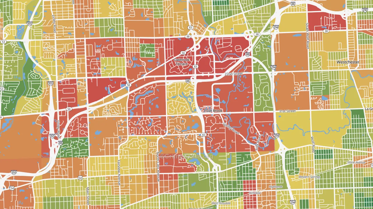 Oak Brook, IL Map of Theft Rates
