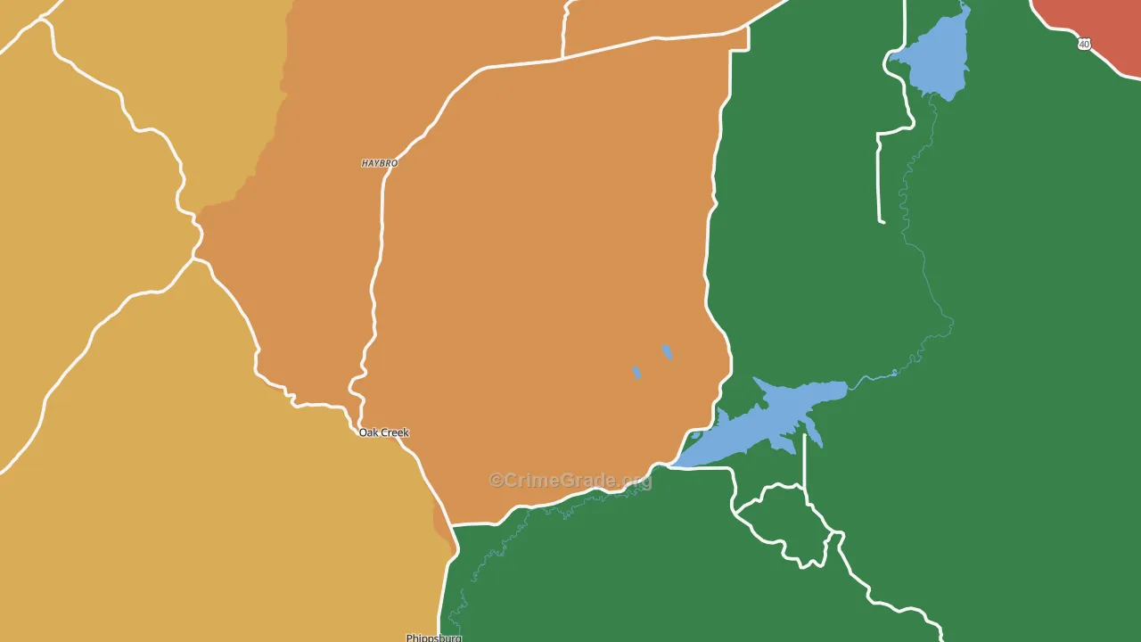 Oak Creek, CO Map of Theft Rates
