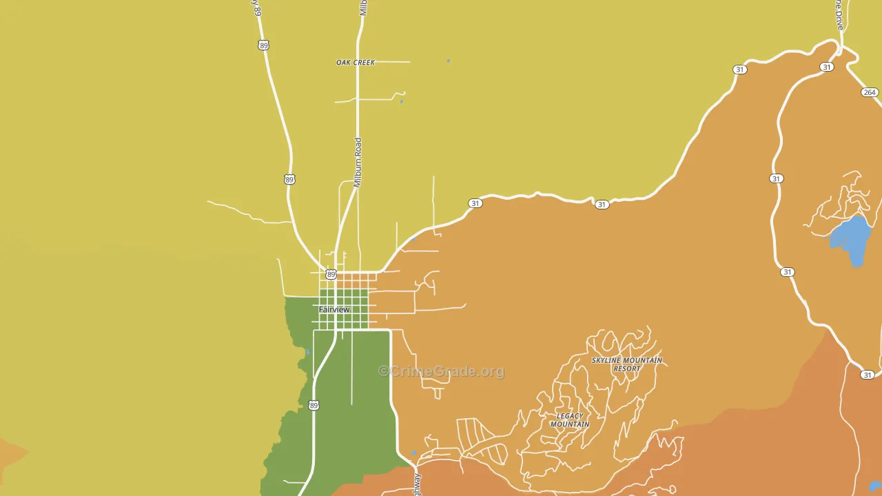 Oak Creek, UT Map of Theft Rates