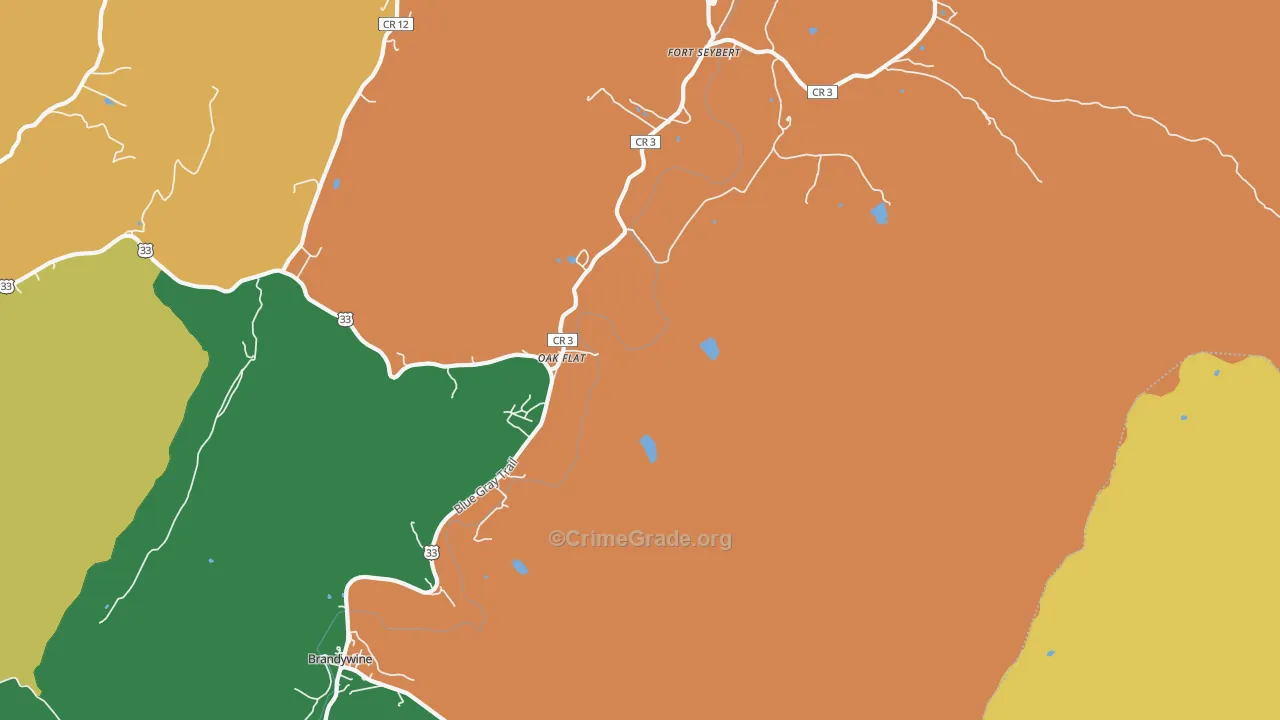 Oak Flat, WV Map of Theft Rates