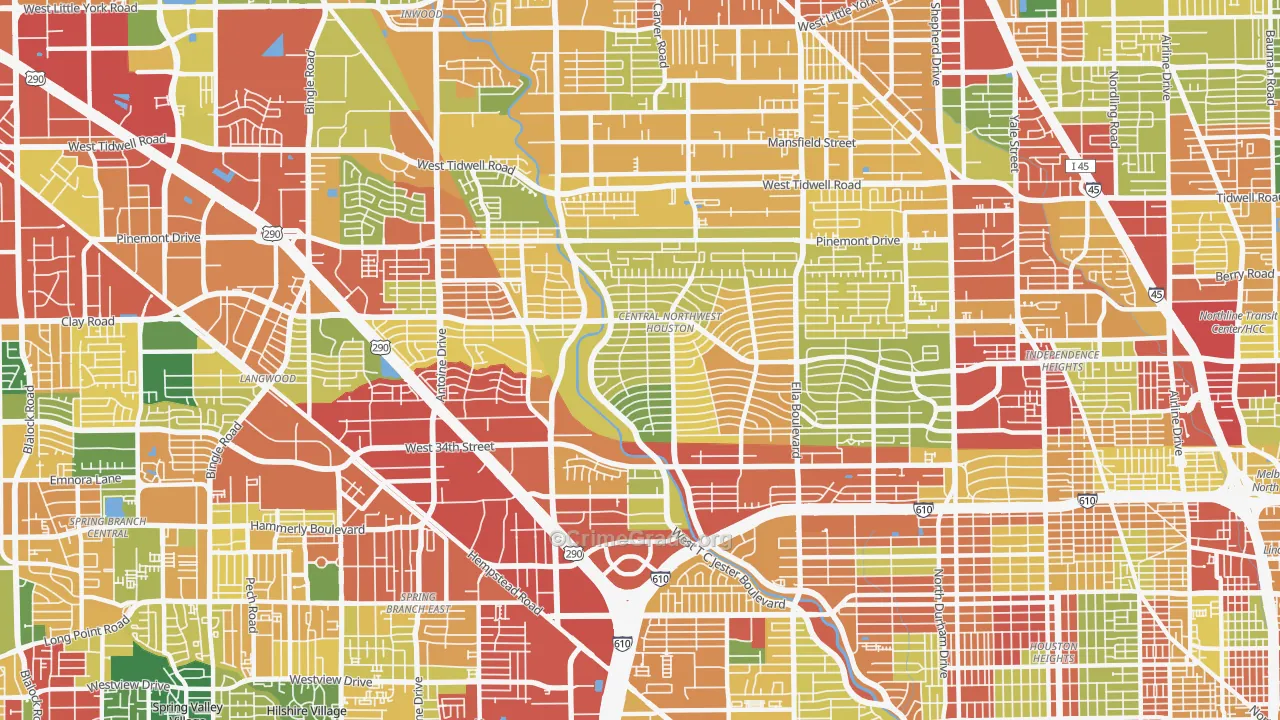 Oak Forest-Garden Oaks, Houston, TX Map of Theft Rates