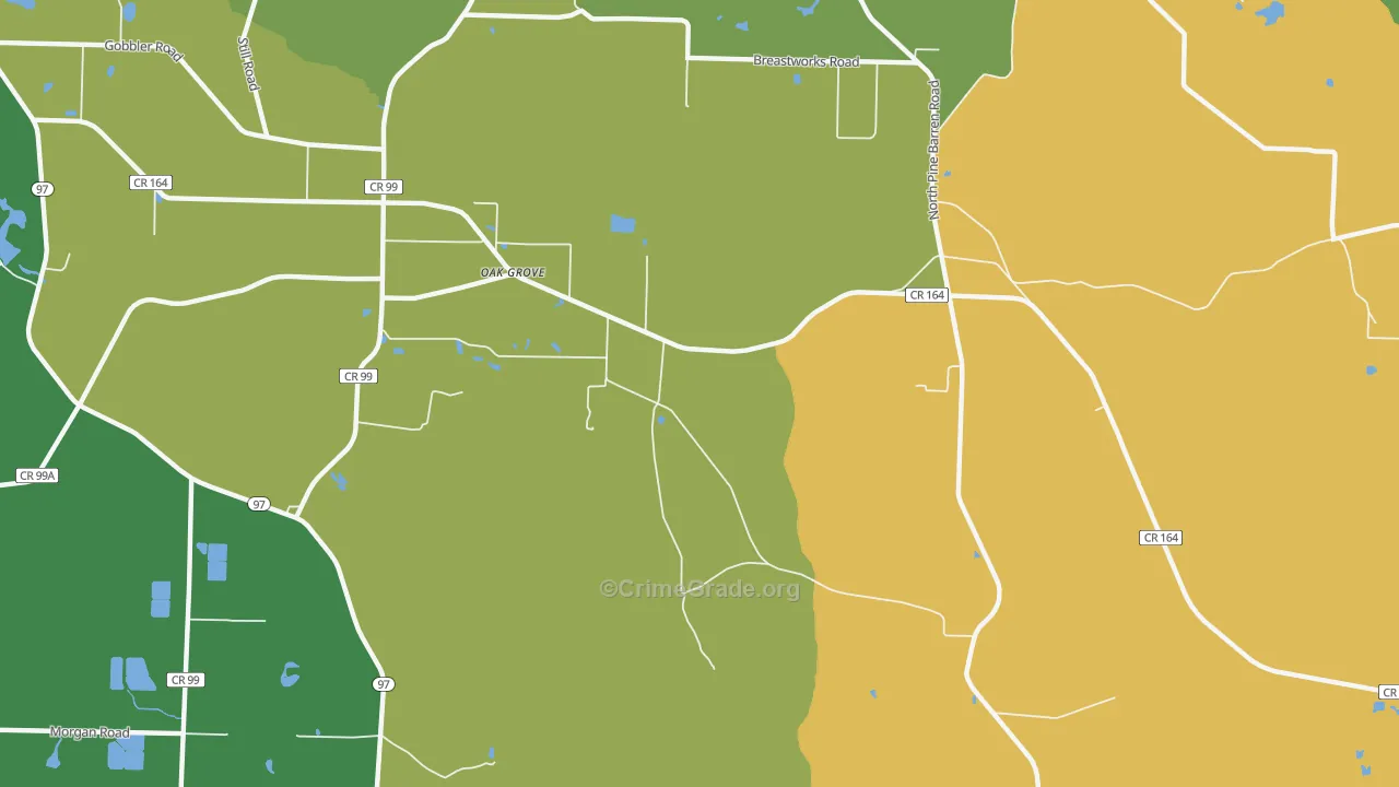 Oak Grove, FL Map of Theft Rates