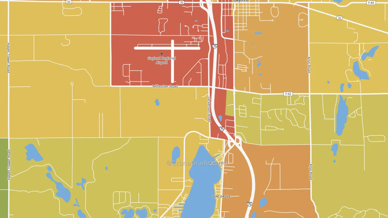 Oak Grove, MI Map of Theft Rates