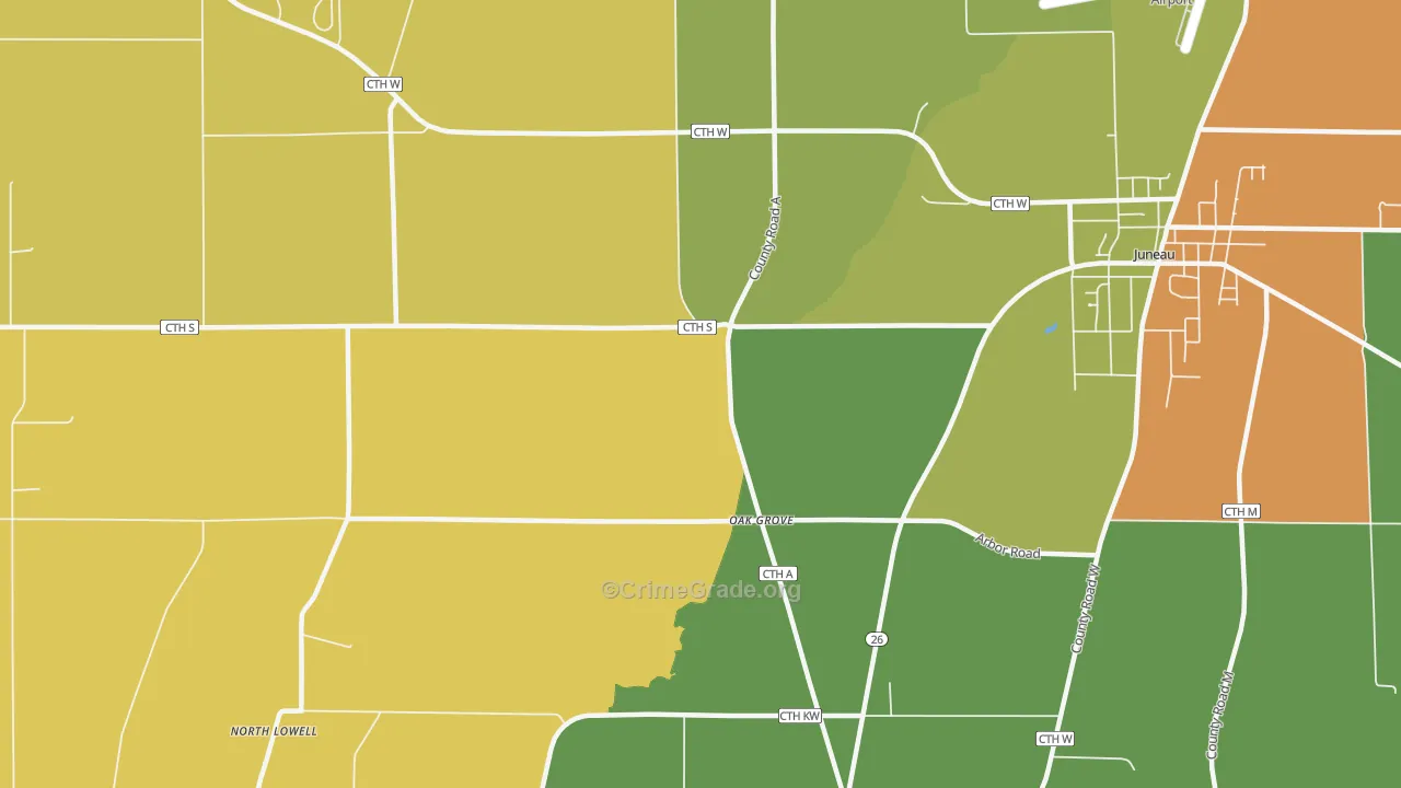 Oak Grove, WI Map of Theft Rates