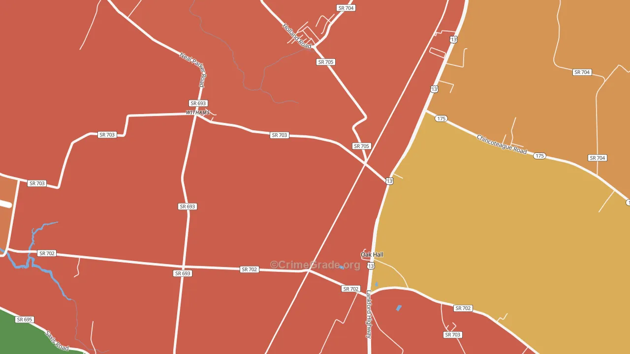Oak Hall, VA Map of Theft Rates