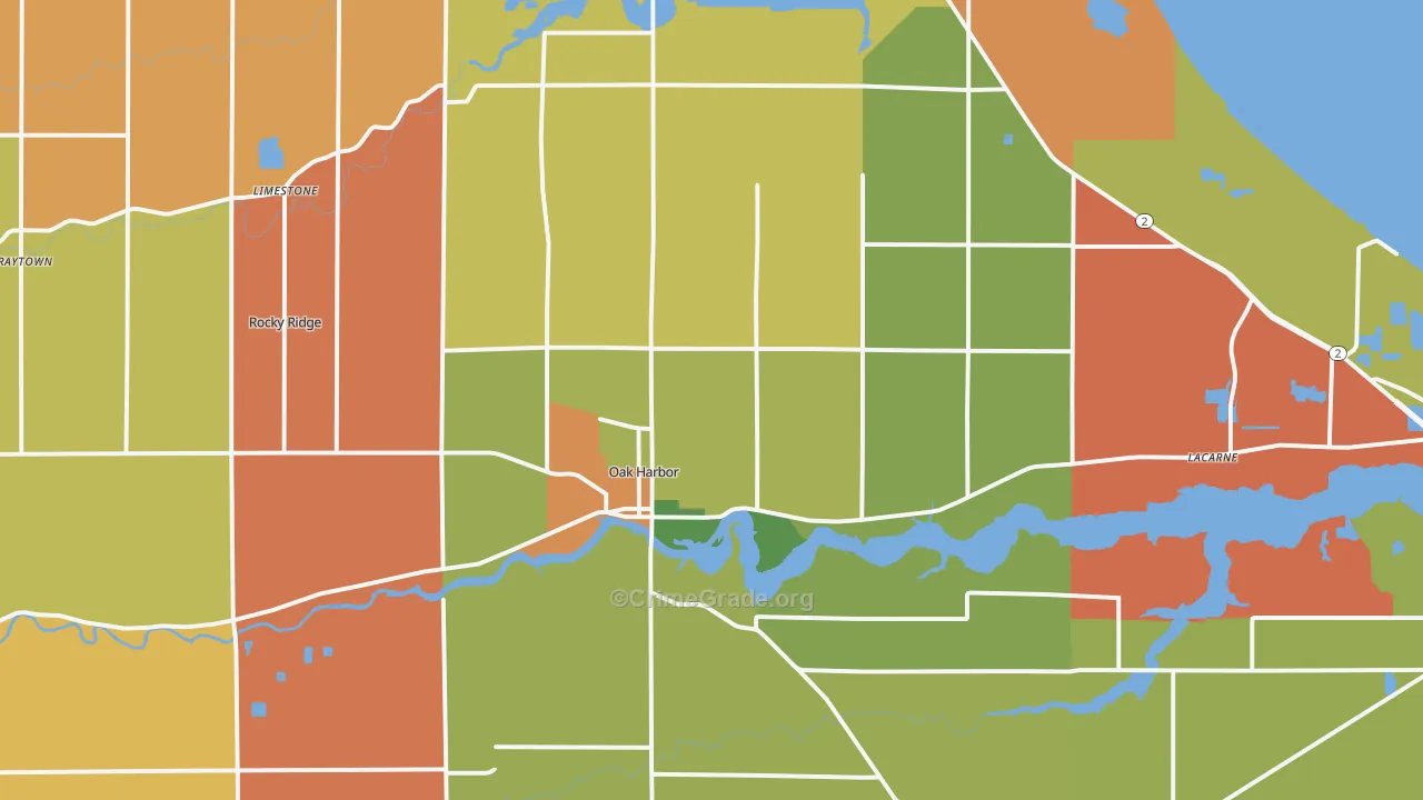 Oak Harbor, OH Map of Theft Rates