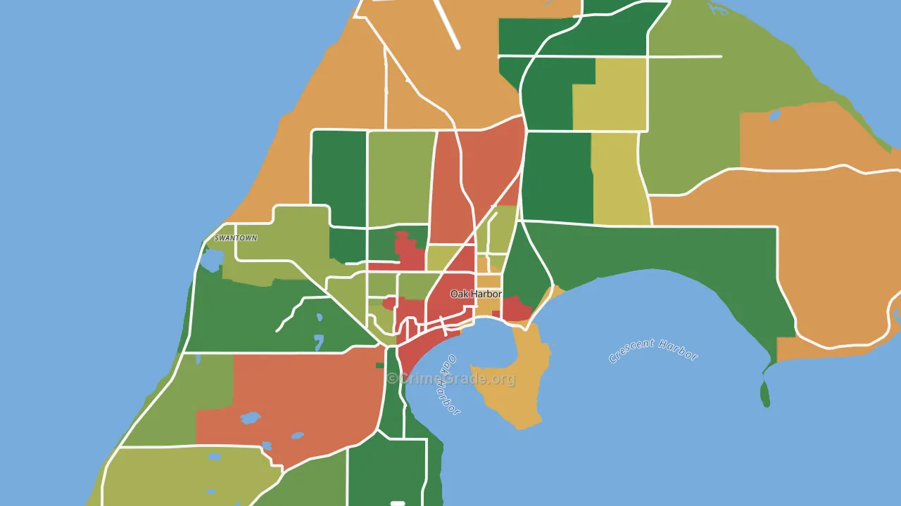 Oak Harbor, WA Map of Theft Rates