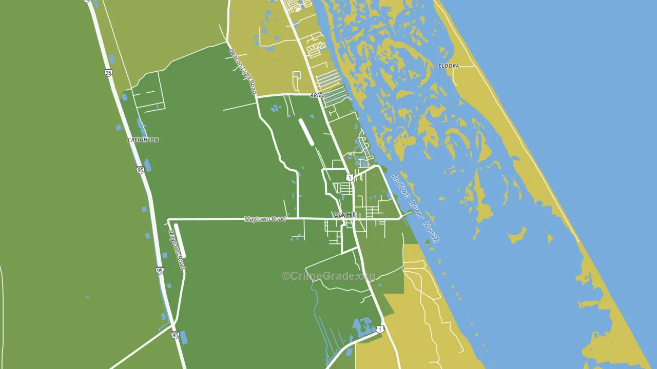 Oak Hill, FL Map of Theft Rates