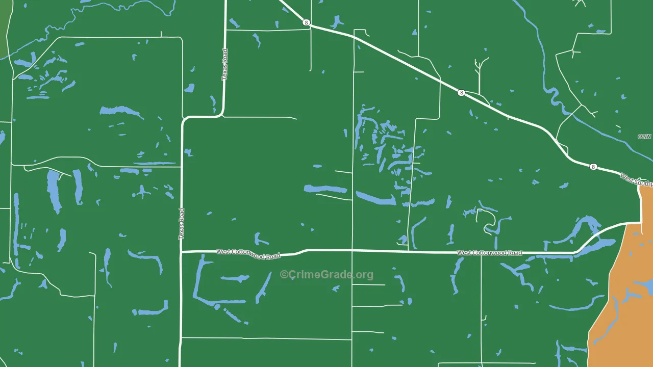 Oak Hill, IL Map of Theft Rates