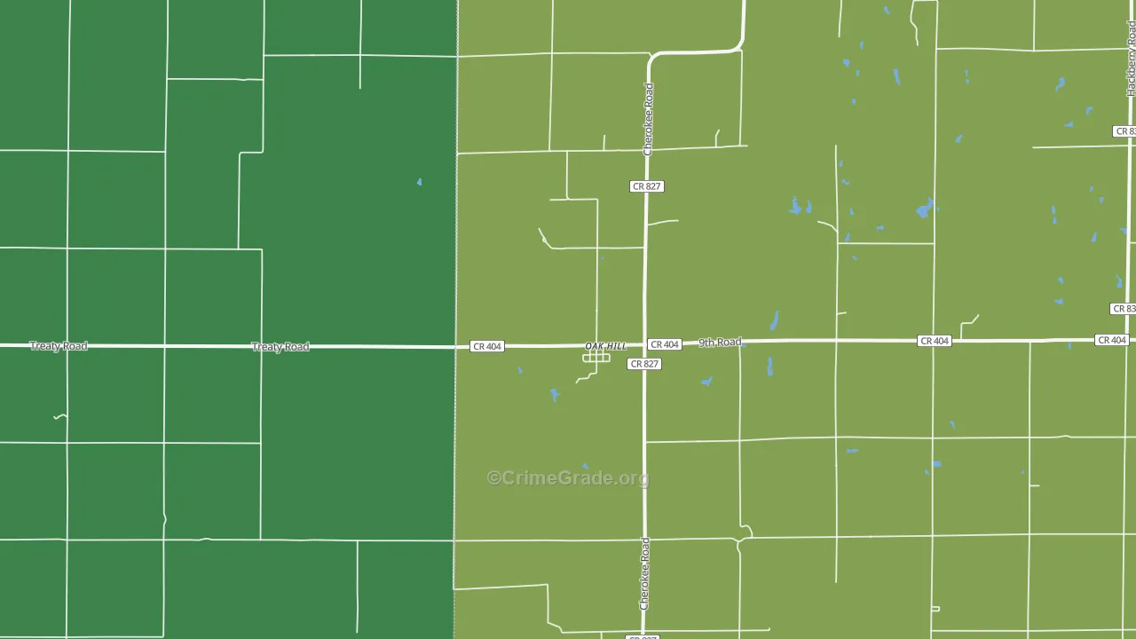 Oak Hill, KS Map of Theft Rates