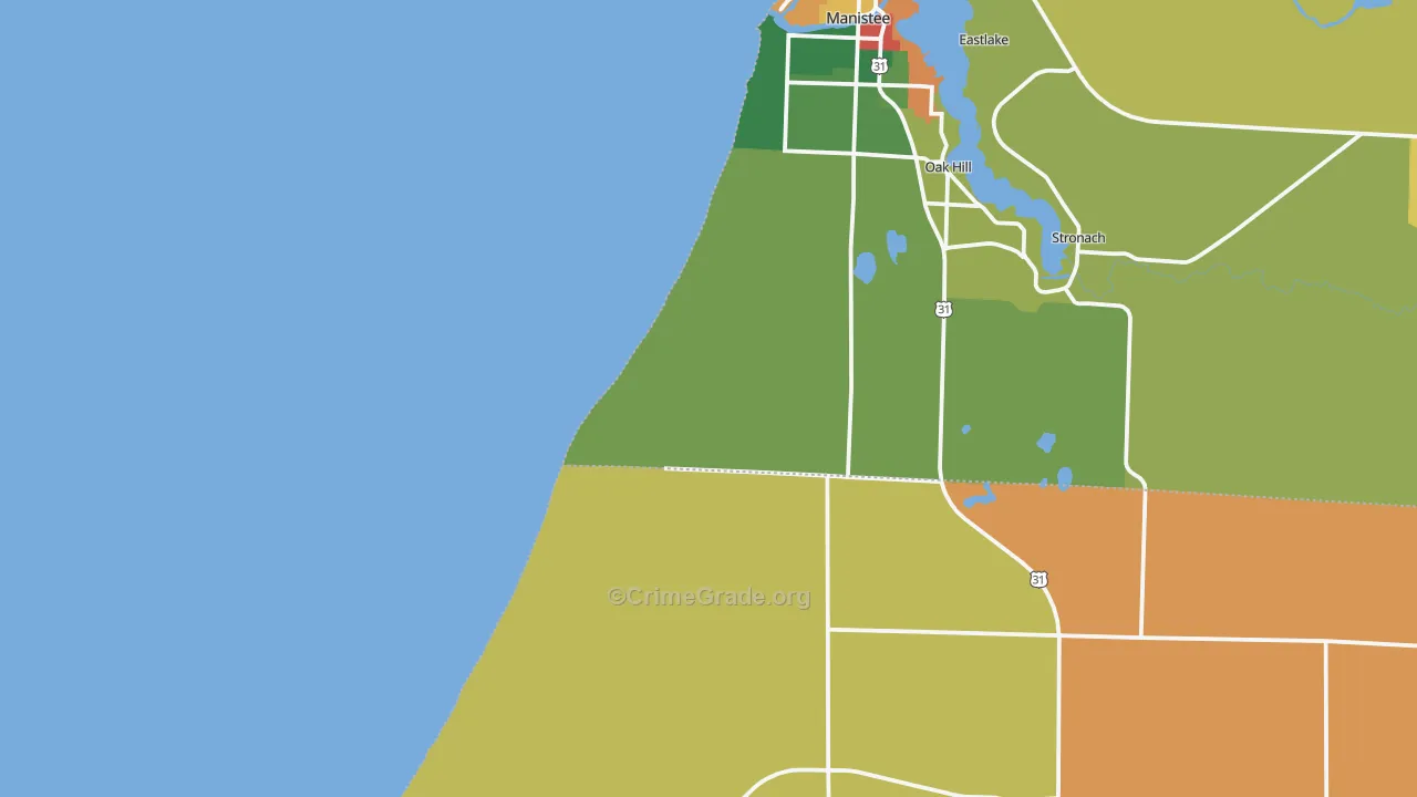 Oak Hill, MI Map of Theft Rates