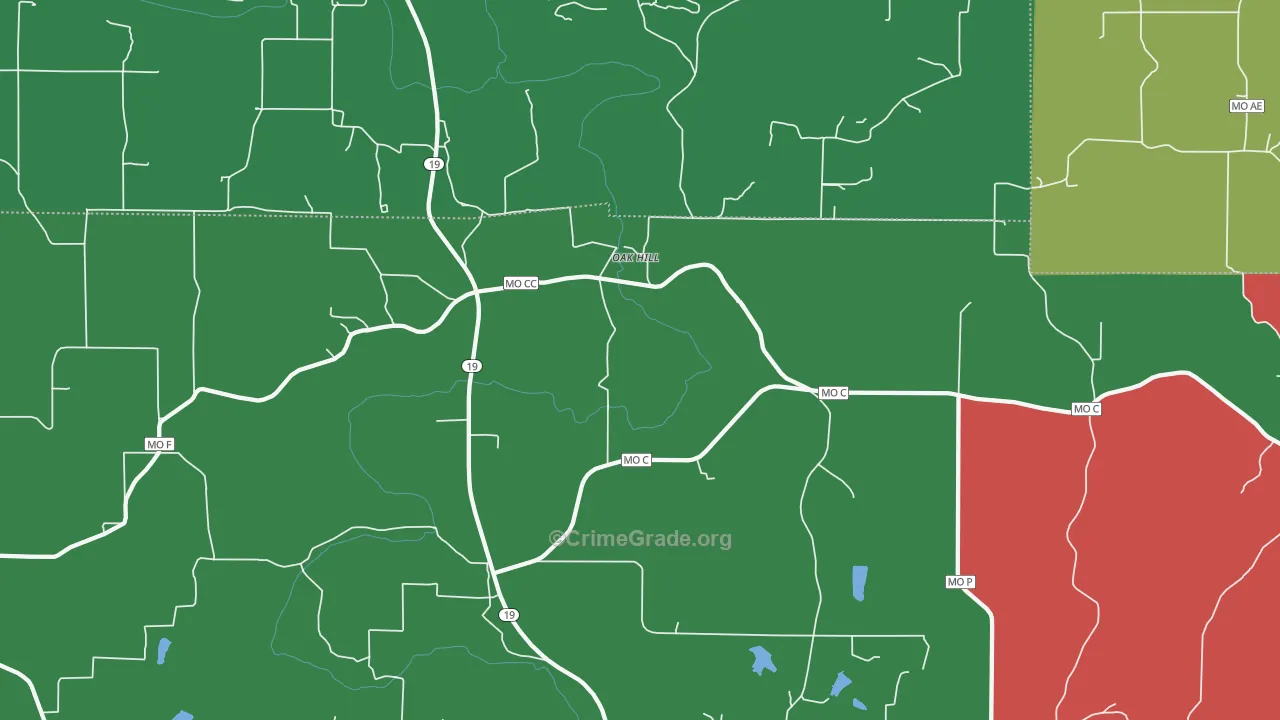 Oak Hill, MO Map of Theft Rates