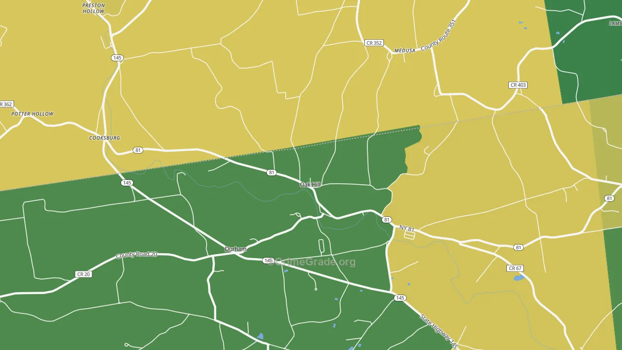 Oak Hill, NY Map of Theft Rates