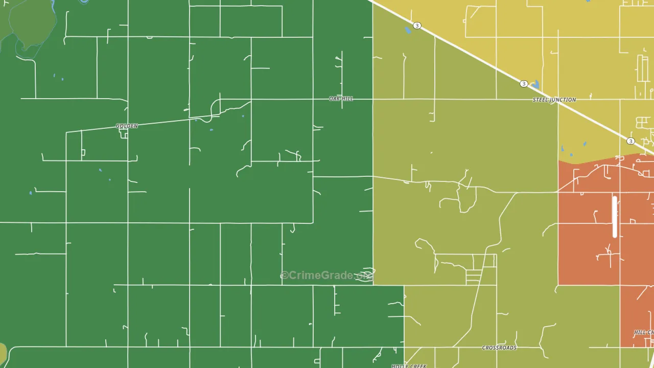 Oak Hill, OK Map of Theft Rates