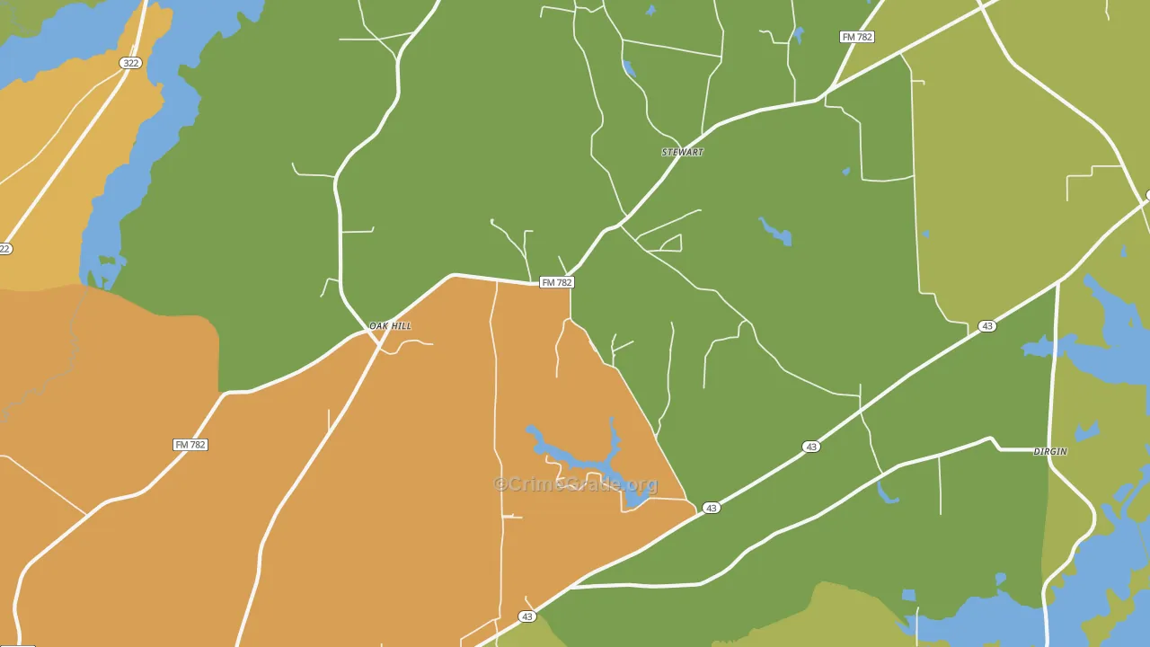 Oak Hill, TX Map of Theft Rates