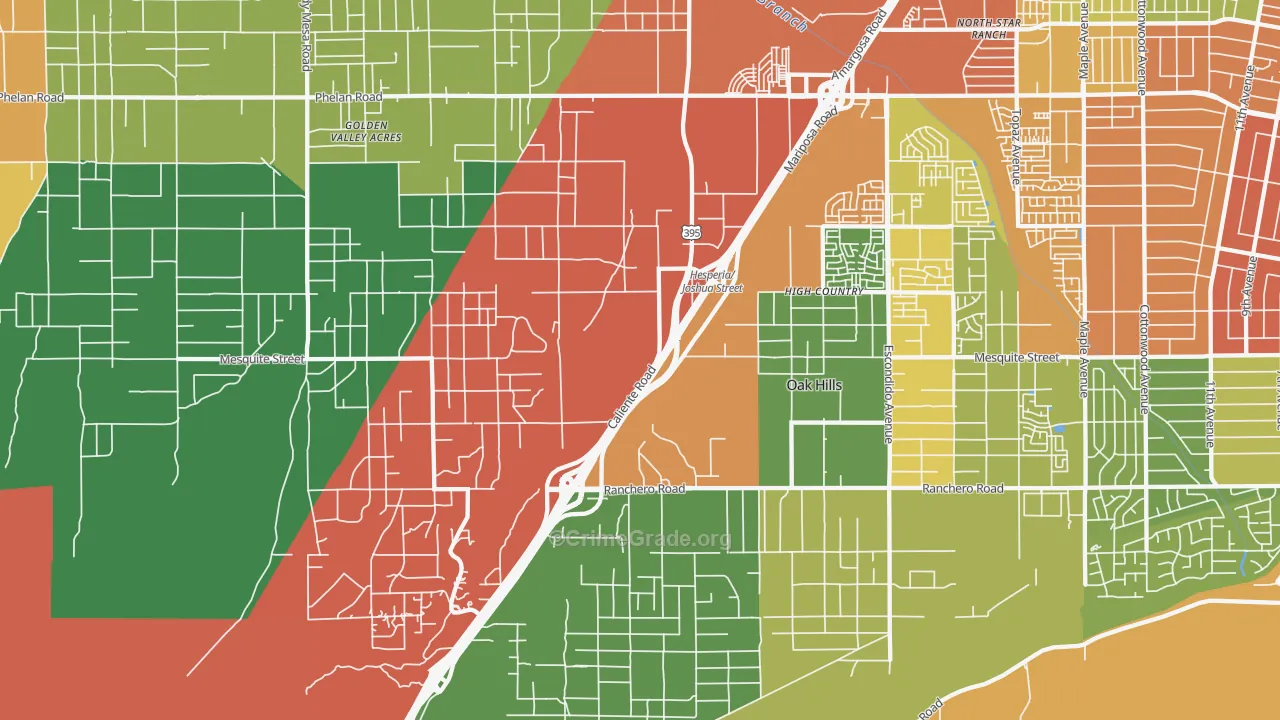 Oak Hills, CA Map of Theft Rates