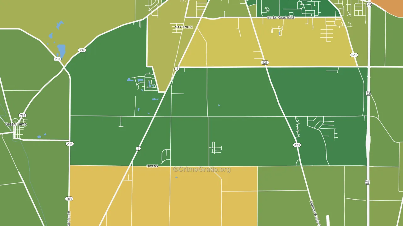 Oak Knoll, OH Map of Theft Rates