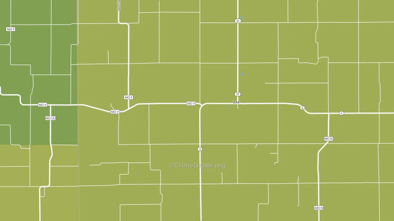 Oak, MO Map of Theft Rates
