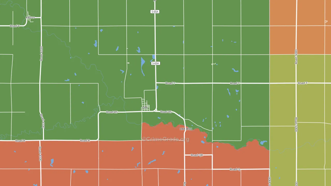 Oak, NE Map of Theft Rates