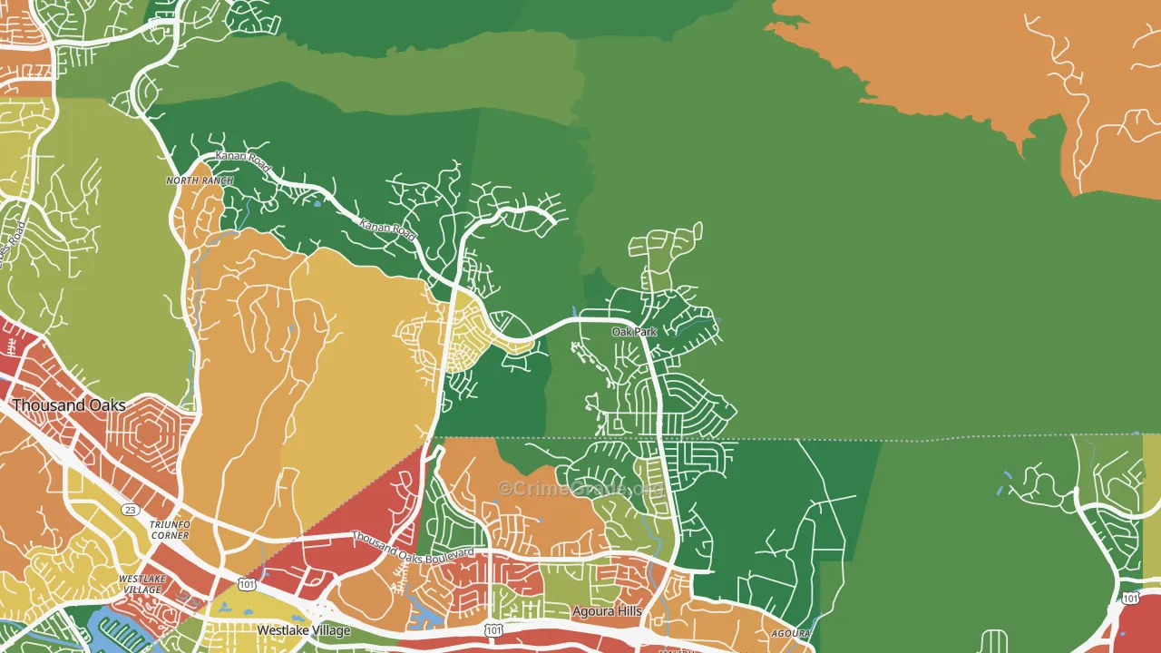 Oak Park, CA Map of Theft Rates