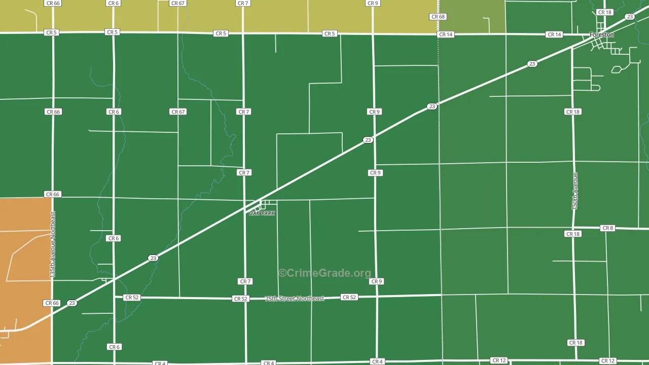 Oak Park, MN Map of Theft Rates