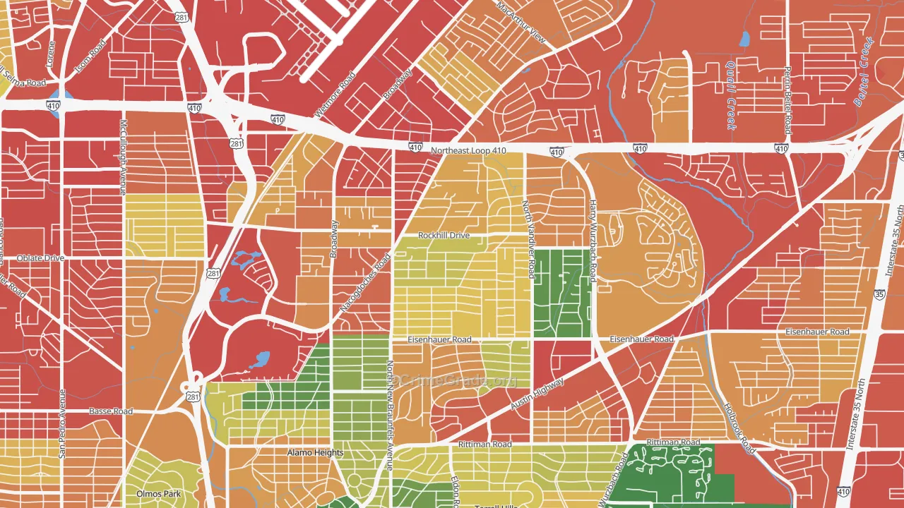 Oak Park-Northwood, San Antonio, TX Map of Theft Rates