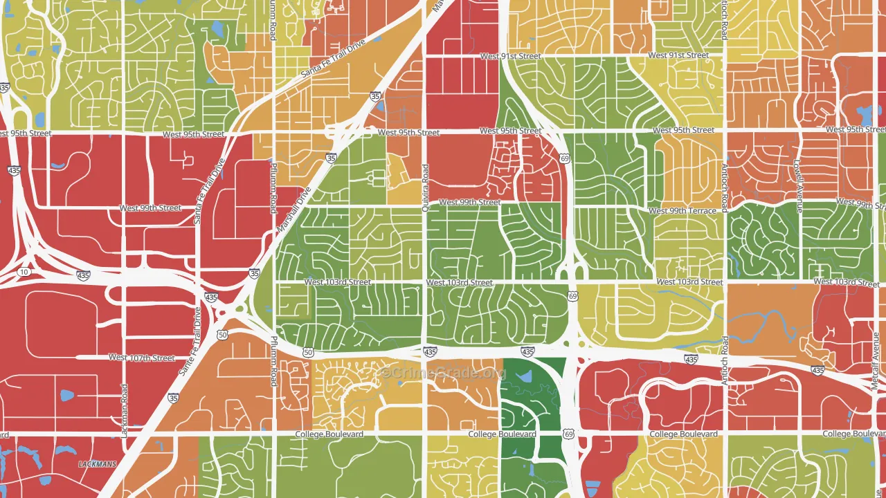 Oak Park, Overland Park, KS Map of Theft Rates