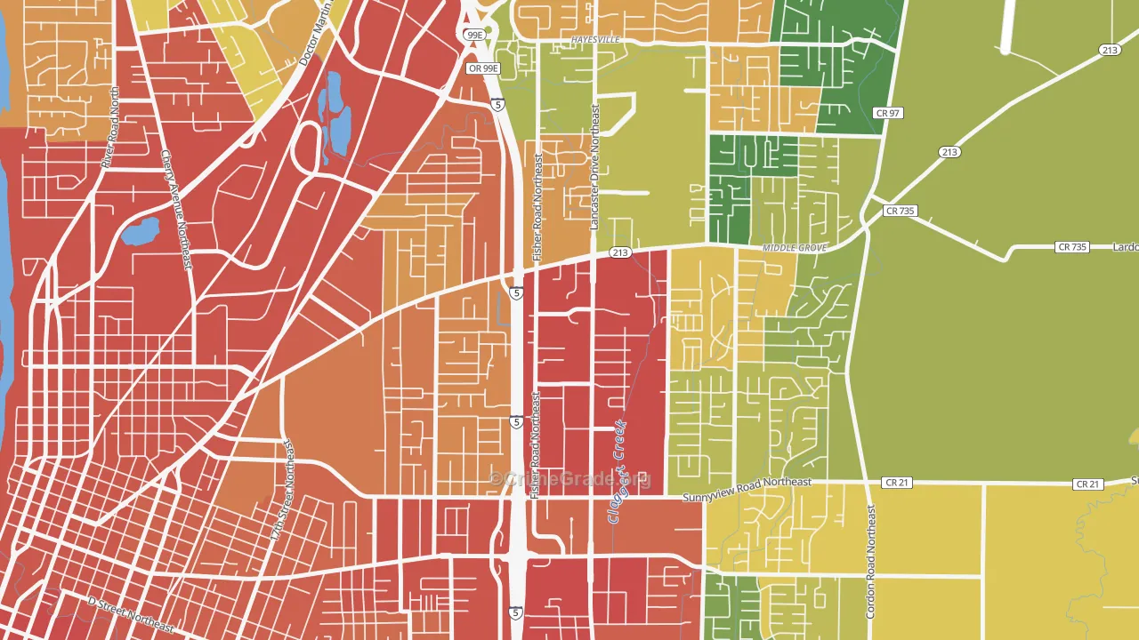 Oak Park, Salem, OR Map of Theft Rates