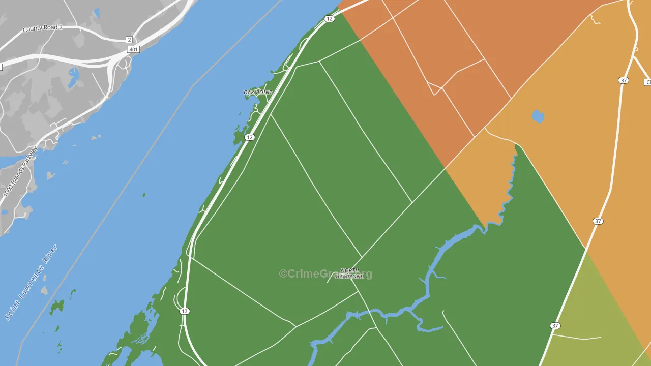 Oak Point, NY Map of Theft Rates