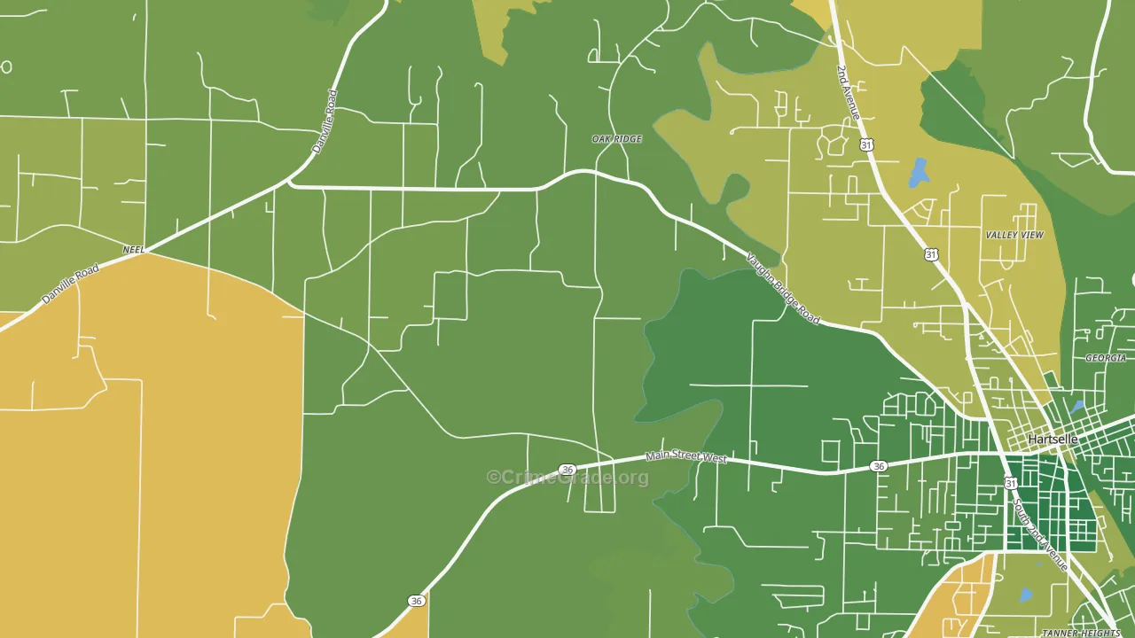 Oak Ridge, AL Map of Theft Rates