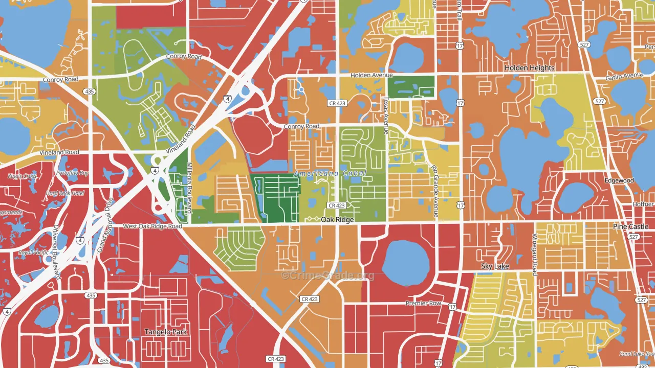 Oak Ridge, FL Map of Theft Rates