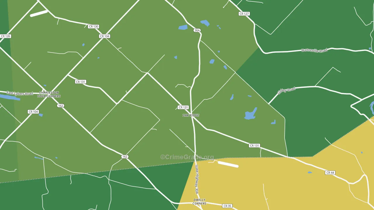Oak Ridge, NY Map of Theft Rates
