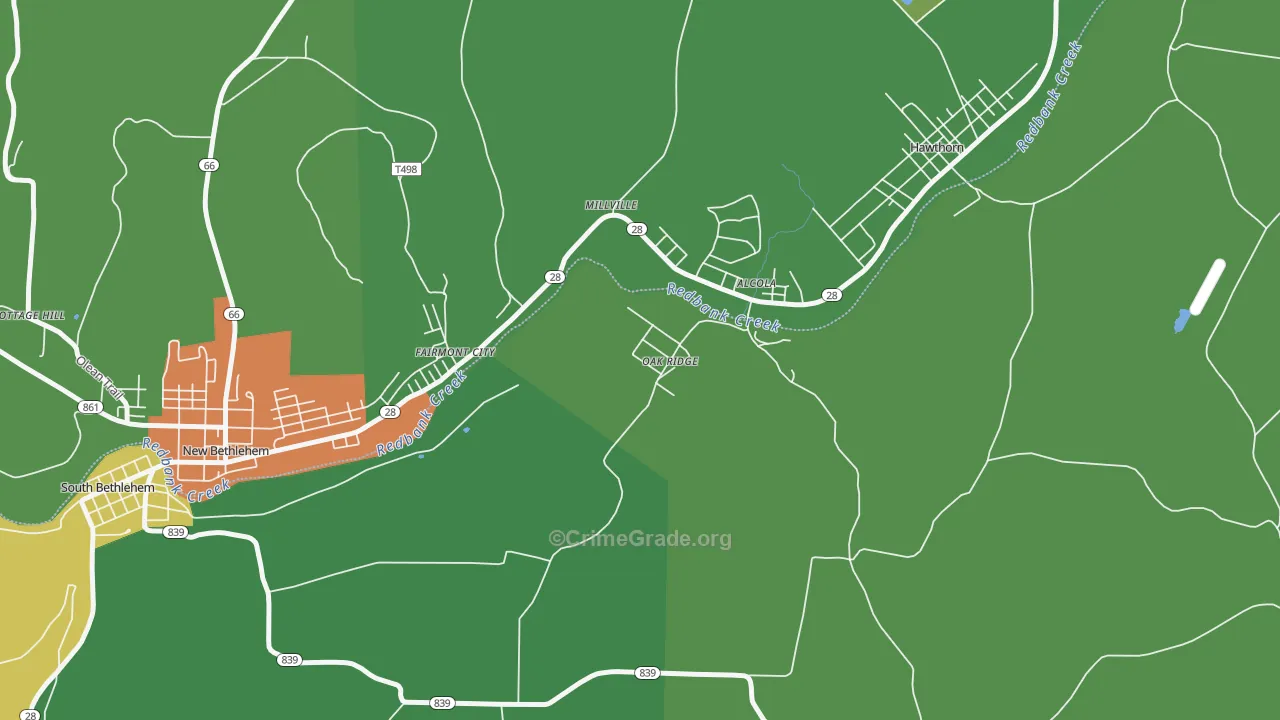 Oak Ridge, PA Map of Theft Rates