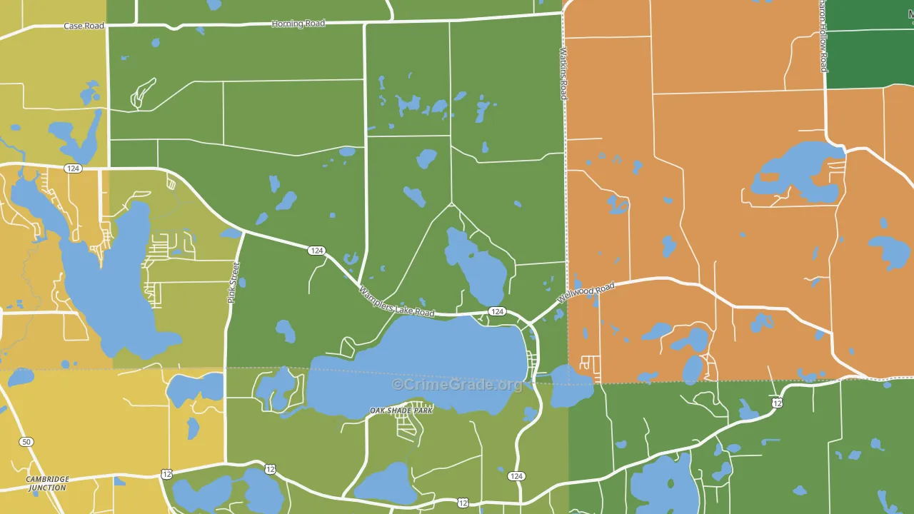 Oak Shade Park, MI Map of Theft Rates